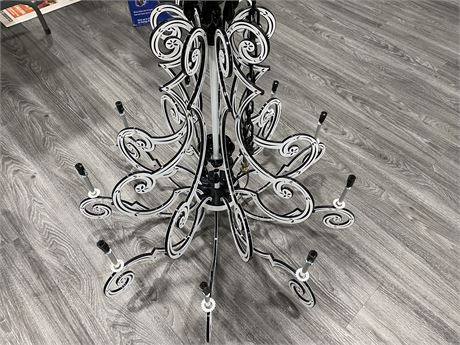 HEAVY BLACK & WHITE CHANDELIER WITH ALL ACCESSORIES