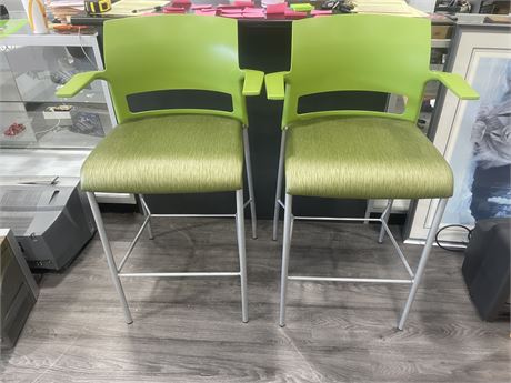 2 STEELCASE MOVE STOOLS UPHOLSTERED 25”x19”x43”