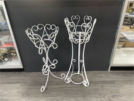 2 WROUGHT IRON PLANT STANDS LARGEST 32”