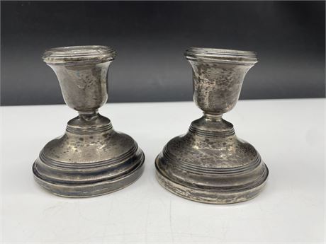 PAIR OF STERLING CANDLE HOLDERS 3”