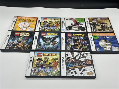 10 NDS GAMES - ALL COMPLETE W/MANUAL
