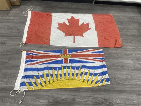 CANADA & BRITISH COLUMBIA FLAGS LARGEST 71”x35”