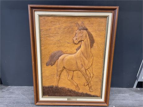 WILD SPIRIT CARVED HORSE BY KIM MURRAY 22”x28”