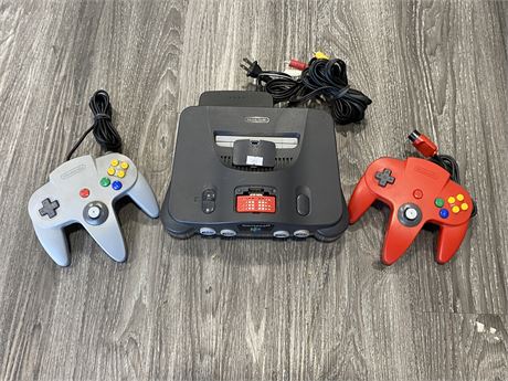 N64 CONSOLE W/ EXPANSION PACK, CORDS & 2 CONTROLLERS