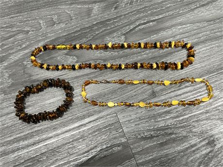 2 BALTIC AMBER NECKLACES & BRACELET