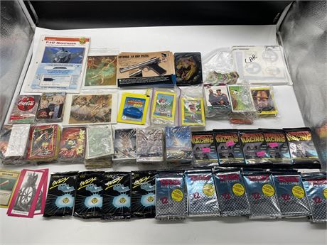 LARGE LOT OF MISC TRADING CARDS INCLUDING ARCHIE, LOONEY TUNES, RACING, ETC