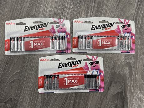 3 NEW PACKS OF ENERGIZER AAA16 BATTERIES