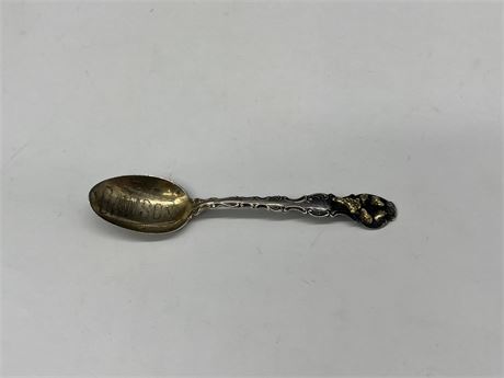 4” ANTIQUE STERLING SILVER SPOON W/ REAL GOLD NUGGETS ON HANLDE