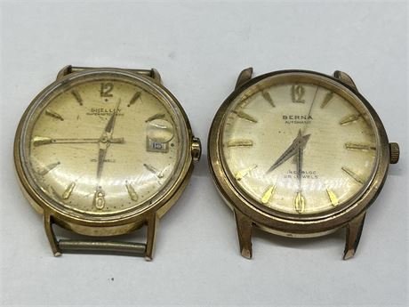 2 VINTAGE MENS AUTOMATIC 25 JEWEL WATCHES - SHELLY & BURNA
