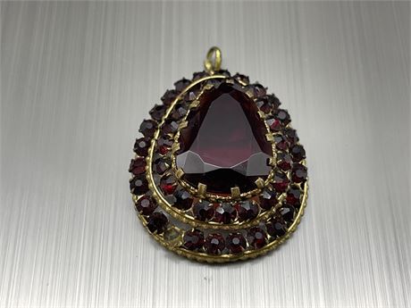 LARGE RUBY RED DROP PENDENT