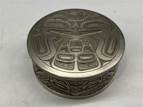 CARVED LIDDED INDIGENOUS BOX (4.5” wide)