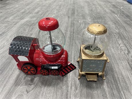 2 VINTAGE STYLE GUMBALL MACHINES - 9” TALL