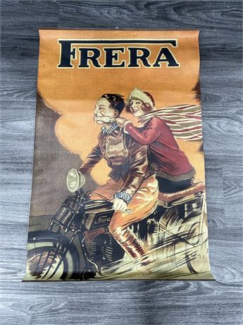 VINTAGE ADVERTISING CANVAS POSTER - FRERA MOTORCYCLE 29”x20”
