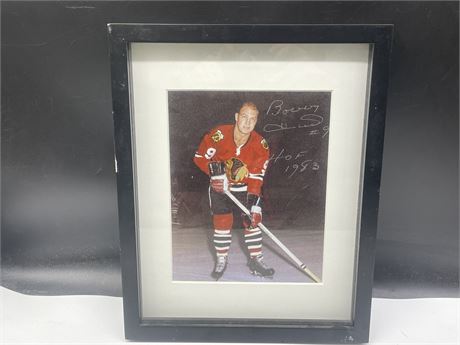 AUTHENTIC FRAMED SIGNED BOBBY HULL NHL STAR PICTURE 12”x15”