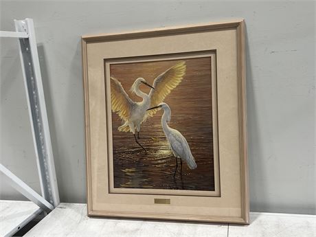 SIGNED / NUMBERED PRINT BY SEEREY-LESTER “EVENING DUET - SNOWY EGRETS” (31”x36”)