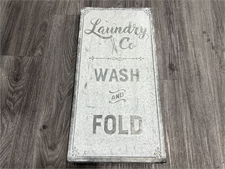 METAL WALL SIGN “LAUNDRY, WASH & FOLD” (12”x24”)