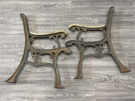 PAIR OF CAST IRON BENCH ENDS (26”X33”)