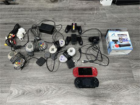 VIDEO GAME LOT - MOSTLY CONTROLLERS / ACCESSORIES - UNTESTED