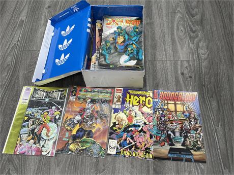 SHOEBOX OF 40+ MISC COMICS (MOSTLY INDIE)
