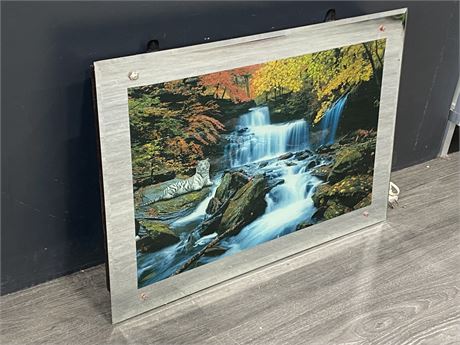 VINTAGE MOTION/SOUND WATERFALL PICTURE - WORKS (25.5”X18”)