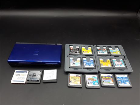 NINTENDO DS LITE CONSOLE WITH GAMES - WORKING - SEE DESCRIPTION