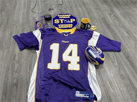 MINNESOTA VIKINGS COLLECTABLES & JERSEY (L)