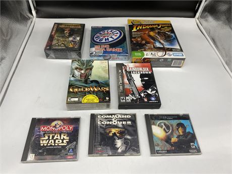 5 PC GAMES, 2 DVD GAMES, & PIRATES OF THE CARIBBEAN CARD GAME