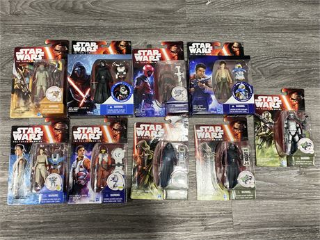 9 UNOPENED STAR WARS HASBRO COLLECTABLES (Force Awakens)