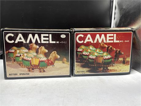 2 BATTERY OPERATED TIN CAMELS - NEW OLD STOCK IN BOXES