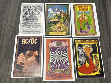 6 ROCK POSTERS (11”x17”)