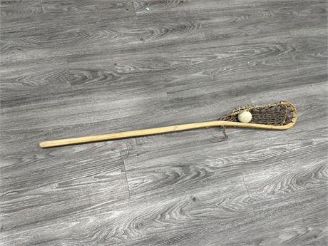 VINTAGE LACROSSE STICK WITH BALL