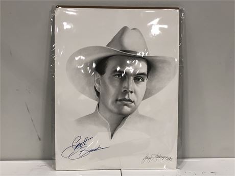 18X24 PENCIL DRAWING PRINT AUTOGRAPHED BY GARTH BROOKS (WITH COA)