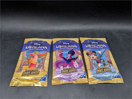 SEALED - 3 DISNEY LORCANA INTO THE INKLANDS - TRADING CARD PACKS