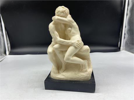 “THE KISS” SIGNED A. SANTINI SCULPTURE WITH MARBLE BASE 10.5”