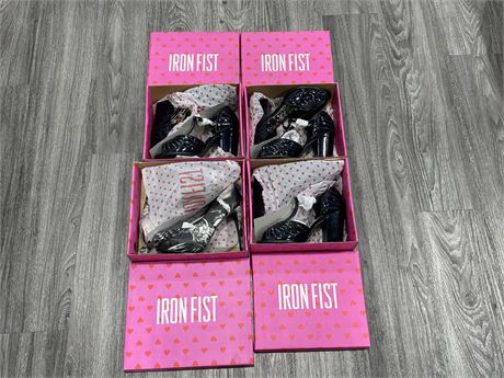 4 NEW PAIRS OF IRON FIST WOMENS SHOES - ALL SIZE 10