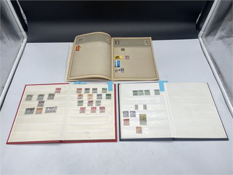 STAMP COLLECTION - 3 OLD STOCK ALBUMS - OLD INDIA - BRITISH COMMONWEALTH &