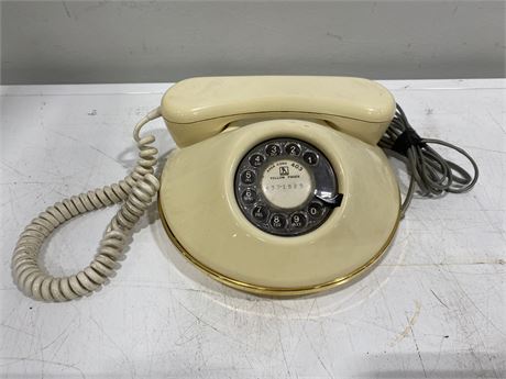 VINTAGE NORTHERN TELEPHONE BRAND GOLD & CREAM ROTARY PHONE