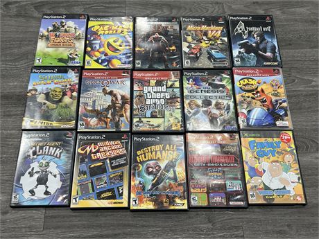 14 PS2 GAMES & 1 XBOX GAME