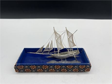 STERLING SILVER CHINESE BOAT - 4.5” WIDE
