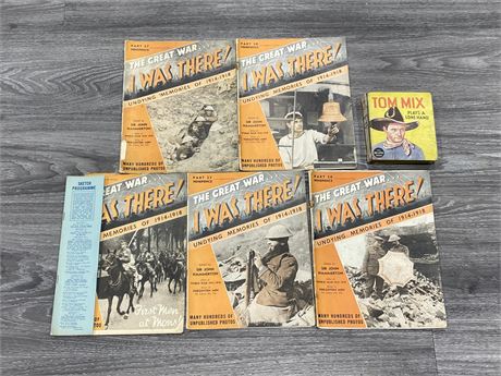 (5) WWI MAGAZINES - THE GREAT WAR & VINTAGE TOM MIX BIG LITTLE BOOK