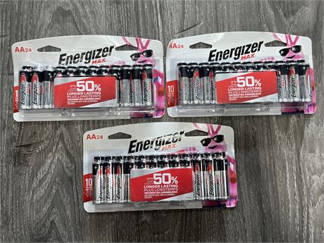 3 PACKS OF NEW ENERGIZER AA24 BATTERIES