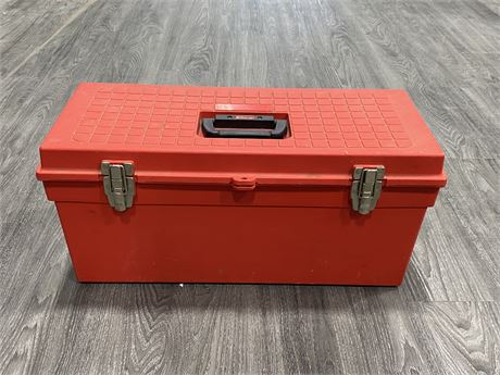 RED CONTICO TOOL BOX (24”X12”) W/ASSORTED TOOLS