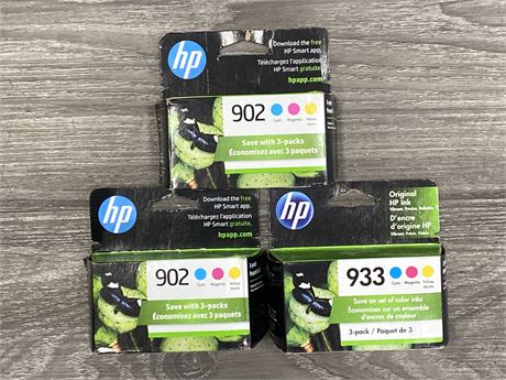 3 NEW HP 3 PACKS OF INK - SPECS IN PHOTOS