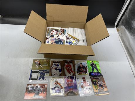 BOX OF CURRENT ERA HOCKEY CARDS & INSERTS / SP’S