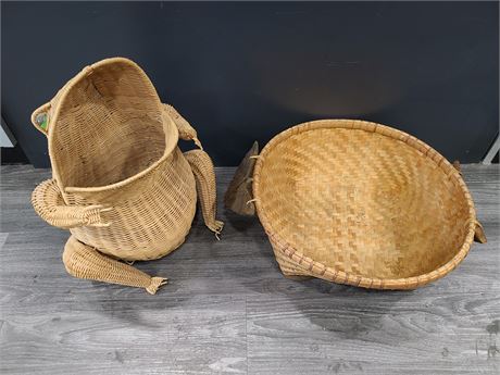 WICKER FROG AND BASKET (18"LENGTH)