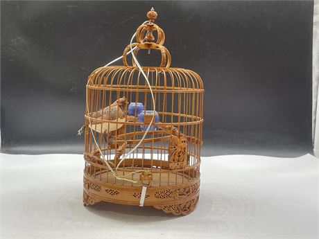 WOODEN CHINESE BIRD CAGE DECOR (12”)