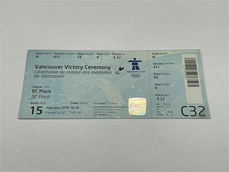 VANCOUVER OLYMPICS 2010 TICKET