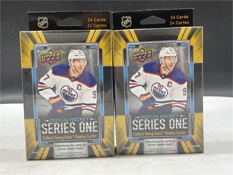2 SEALED UPPER DECK 2023-24 SERIES ONE NHL BOXES (24 CARDS / BOX)