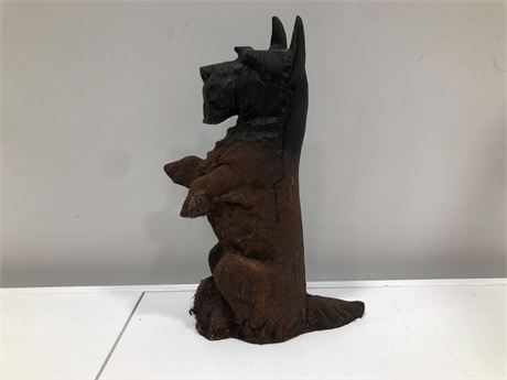 CAST IRON DOG FIGURE 16” TALL (BOTTOM IS RUSTED)