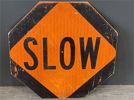 LARGE SLOW/STOP REFLECTIVE SIGN 24”x24”